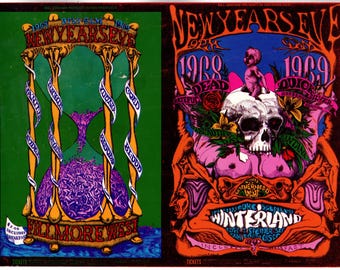 PoStcard GratefuL Dead Santana BG152-153 BiLL Graham FiLLmore WinterLand NeW Year PoStcard