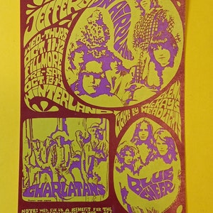 PoStcard JeFFerSon AirpLane-CharLatanS-BLue ChEEr BG88 BiLL Graham FiLLmore 1967 PoStcard
