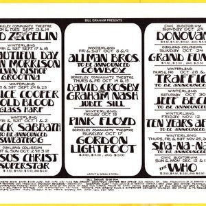PoStcard BiLL Graham PreSentS Led ZePPeLin Pink FLoYd ALLmen Brothers 1971 PoStcard