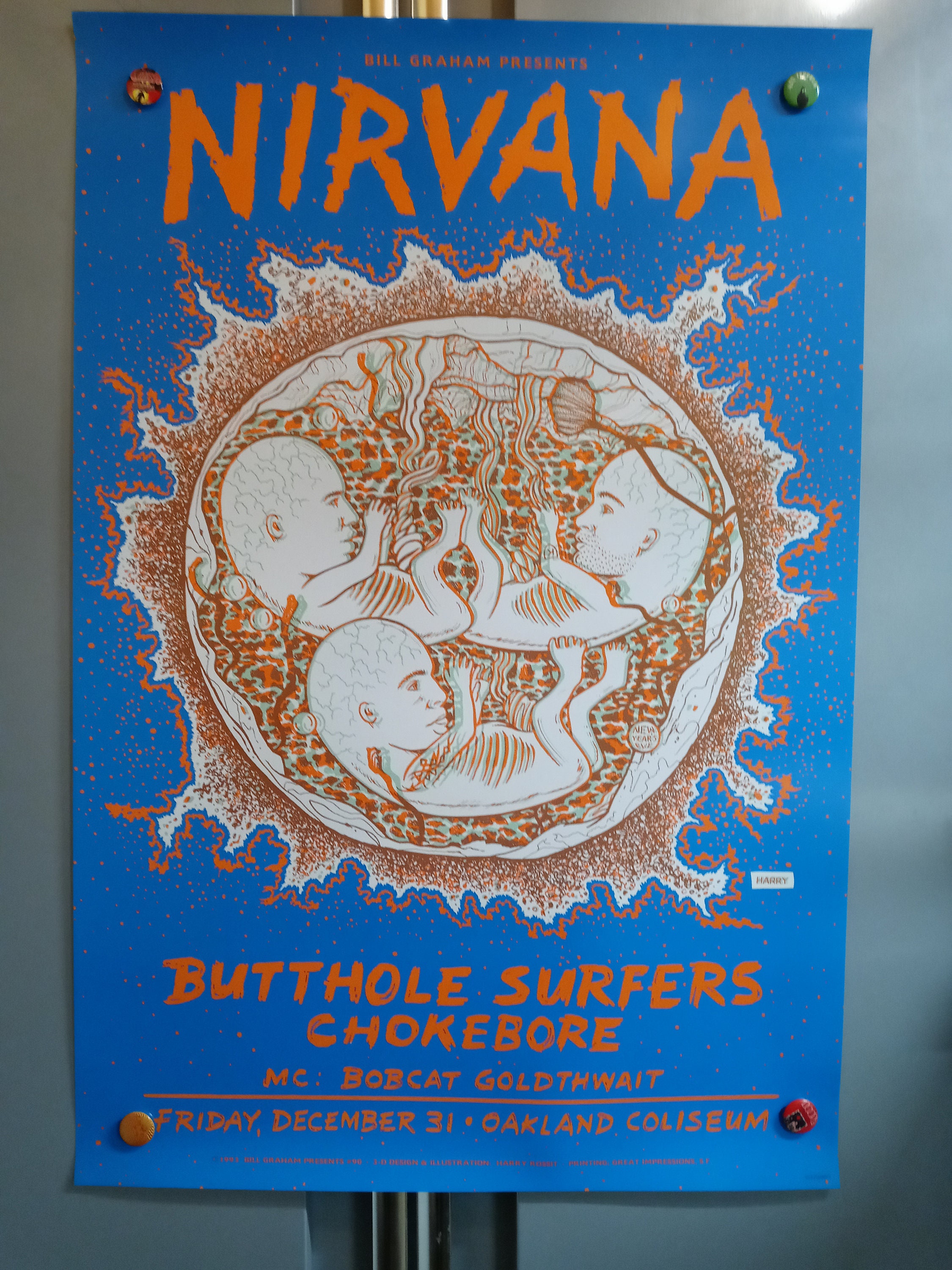 売れ筋介護用品も！ Poster Nirvana-butthole Surfers BGP90 Bill Graham Oakland 3D 絵画
