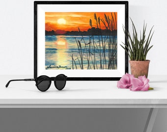 Sunset Art Print, Giclee Print