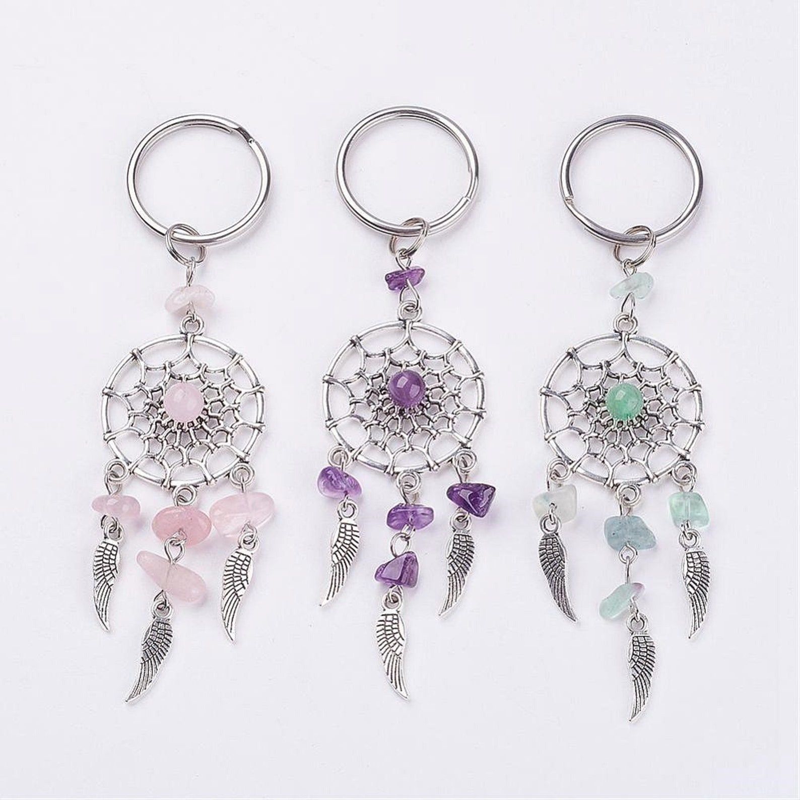 Dream Catcher Keychain With Natural Gemstones. Lucky Charm Etsy