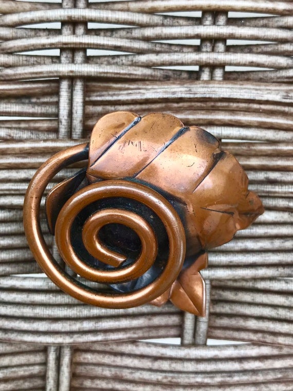 Vintage Signed Francisco Rebajes Copper Brooch.