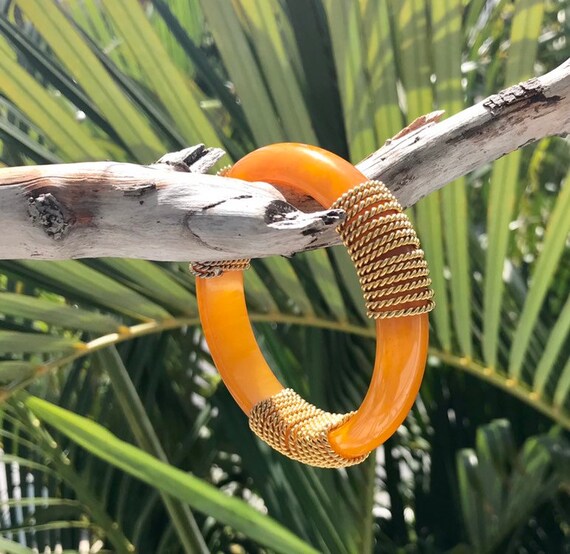 Vintage Butterscotch Bakelite Bracelet - image 6