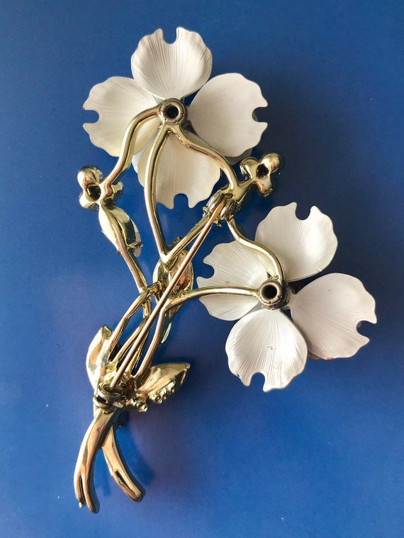 Vintage CORO signed Flower Brooch - image 2