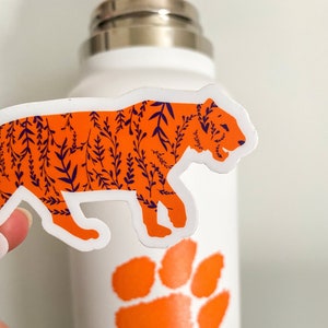 Clemson Tigers Waterproof Sticker | Durable Vinyl Decal | Clemson | Illustrated Tiger | Outdoor Sticker | Bumper Sticker | Waterbottle | 3&quot;