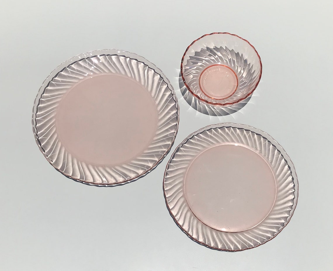 Luminarc Rosaline Set of 22 Pink Dinnerware Set Etsy