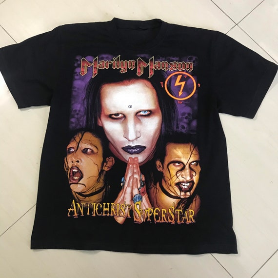 Marilyn Manson T Shirt Bootleg Single Stitch Cotto
