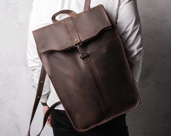 Brown leather backpack purse, Backpack leather CUSTOM size,Leather backpack men,leather computer backpack,leather backpack women,Leather bag