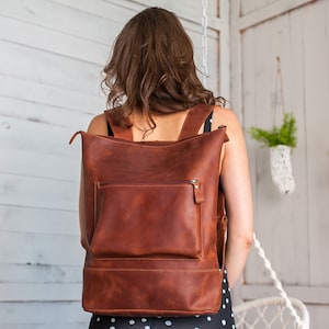 Lederrucksack Frauen, Lederrucksack, Leder Laptoptasche, Lederrucksack Geldbörse, Rucksack, Arbeitsrucksack, Vollkorn Rucksack, Ledertasche