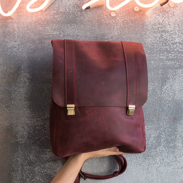 Burgundy leather backpack,Leather backpack,Backpack purse,Leather backpack women,Leather backpacks,Small leather backpack,Laptop backpack