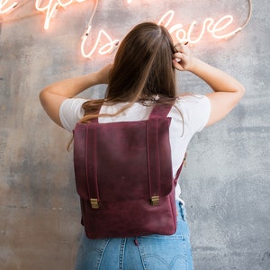 Handmade Leather Backpack Purse: Women&#39;s Mini Work Backpack (11.8&quot;x14.5&quot;)