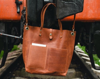 Custom Leather Tote Bag: Handmade Women's Messenger Bag