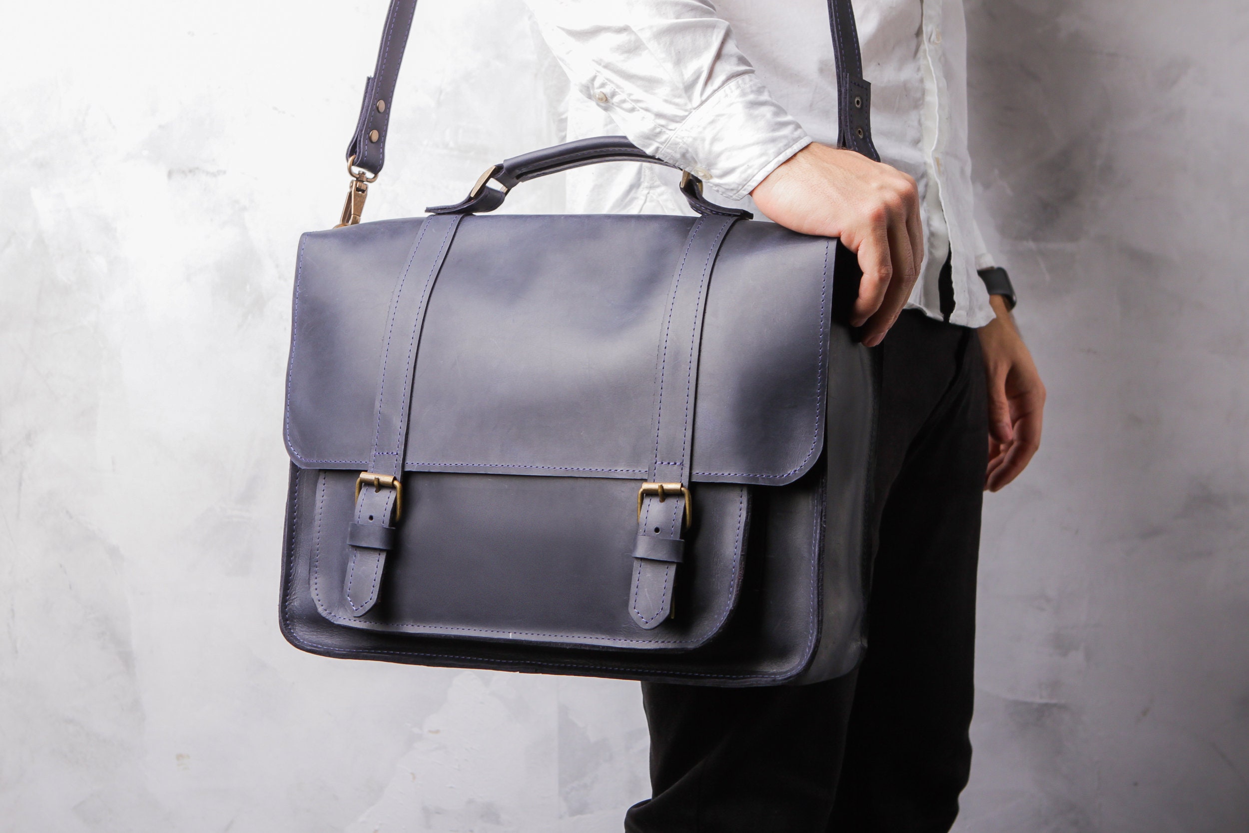 personalized leather briefcase for her