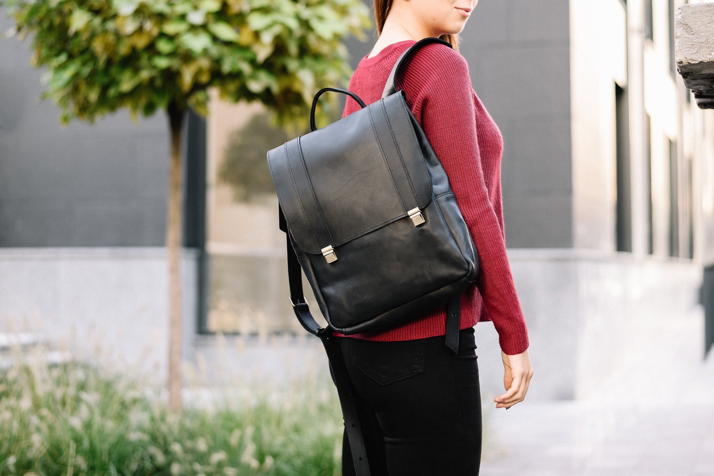 Black Leather Backpack Purse Womenleather Backpack Women - Etsy