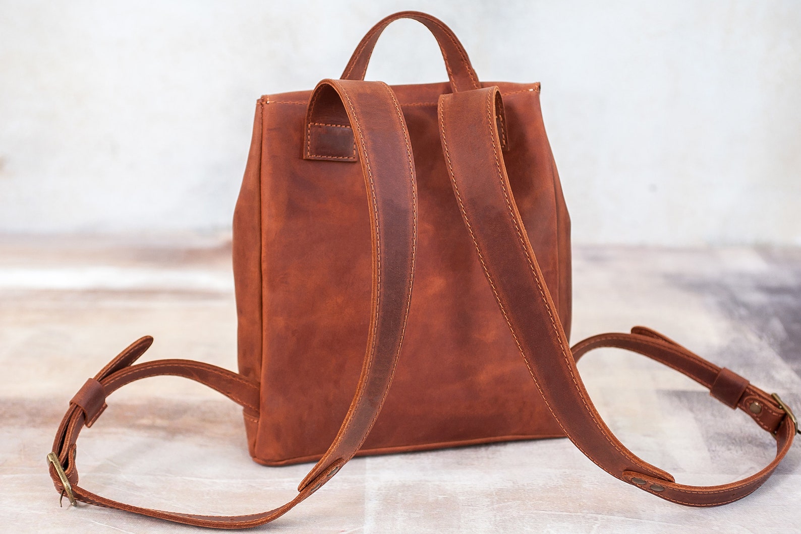 Leather Backpack Womenleather Backpack Purseleather Work Etsy