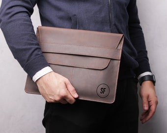 Brown Leather iPad Sleeve: Personalized iPad Pro Case