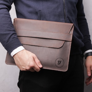 Handmade Leather MacBook Sleeve: Personalized 17 inch Laptop Case