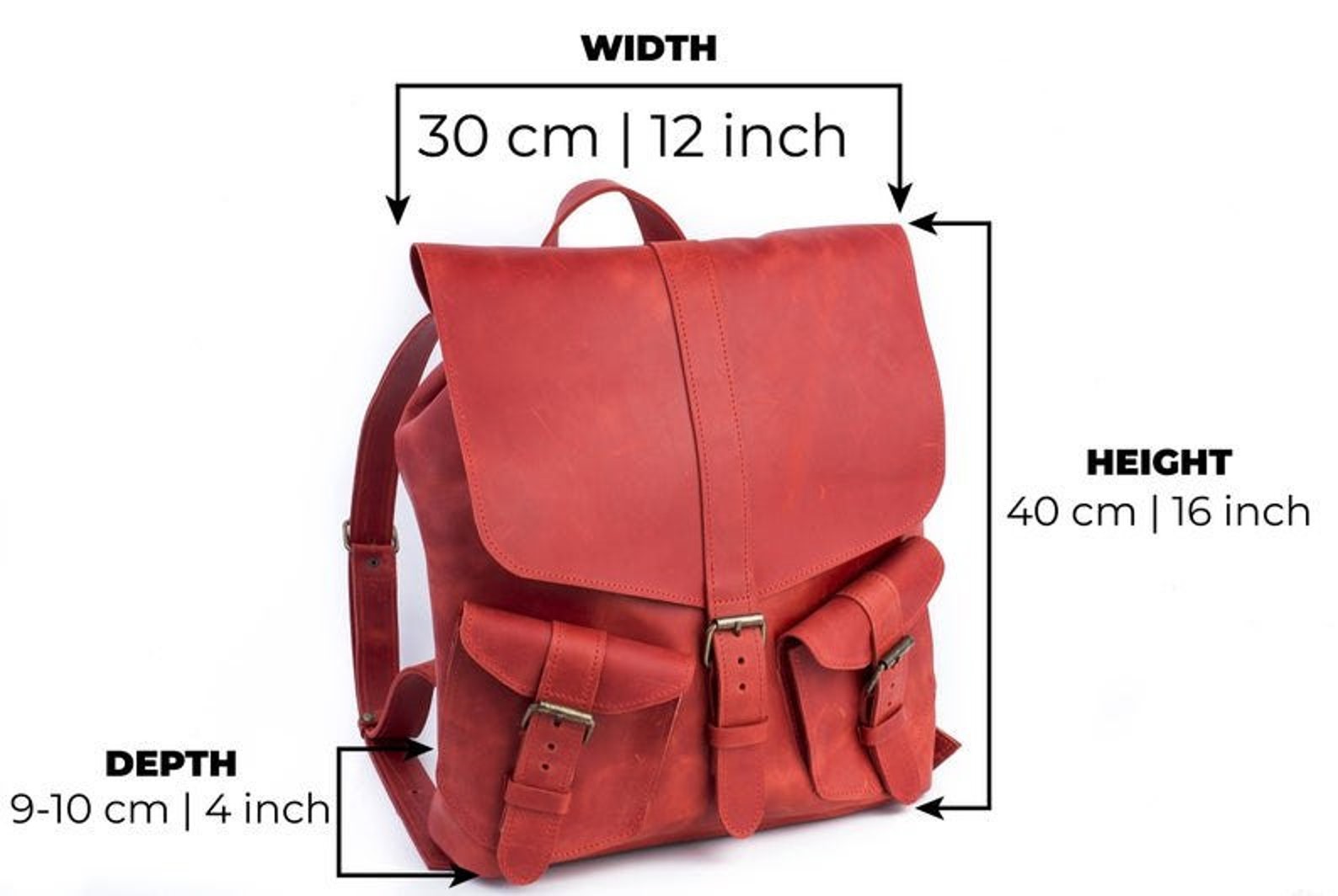 Extra Large Leather Backpack With 2 Front Pocketsmen Leather Etsy