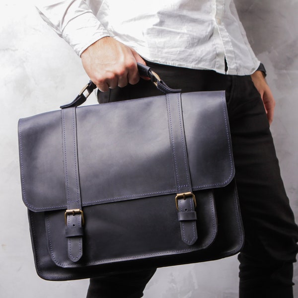 Leather Briefcase - Etsy