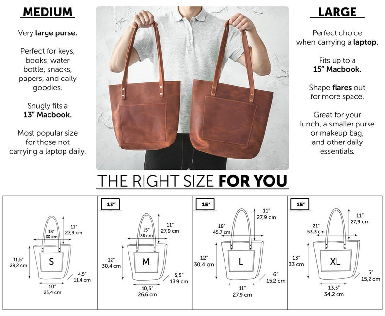 4 SIZES Leather Bag Custom Personalization - Etsy