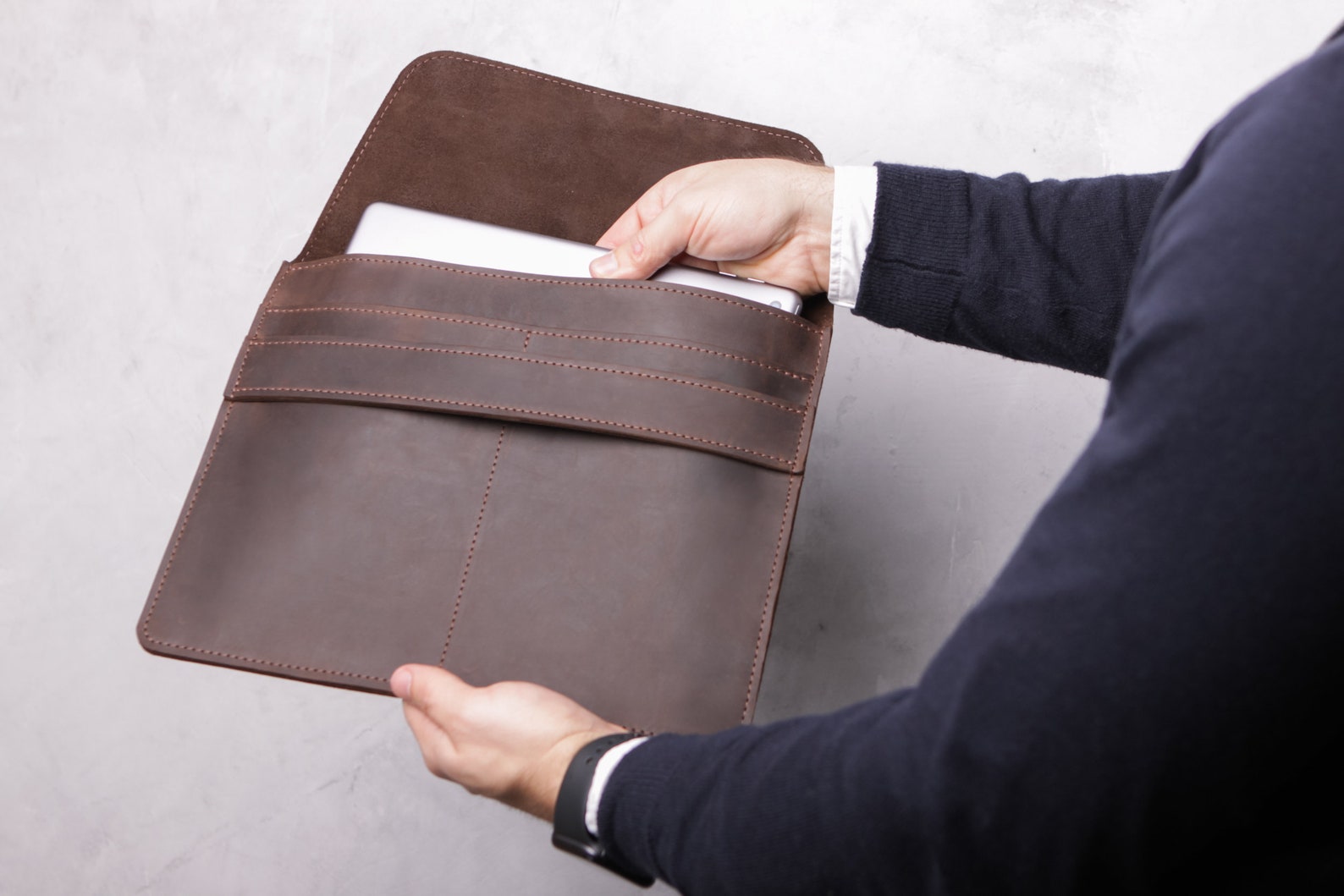 Custom Laptop Sleeve 17 Inchmacbook Sleeve Leathermacbook Etsy