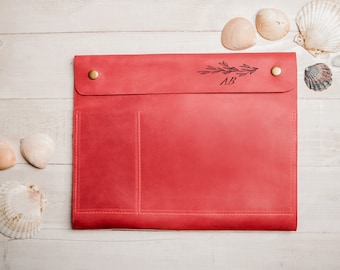 Personalized Leather iPad Case: Portfolio Cover, Handmade