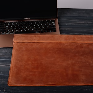 Monogrammed Leather MacBook Sleeve: Handmade Laptop Case