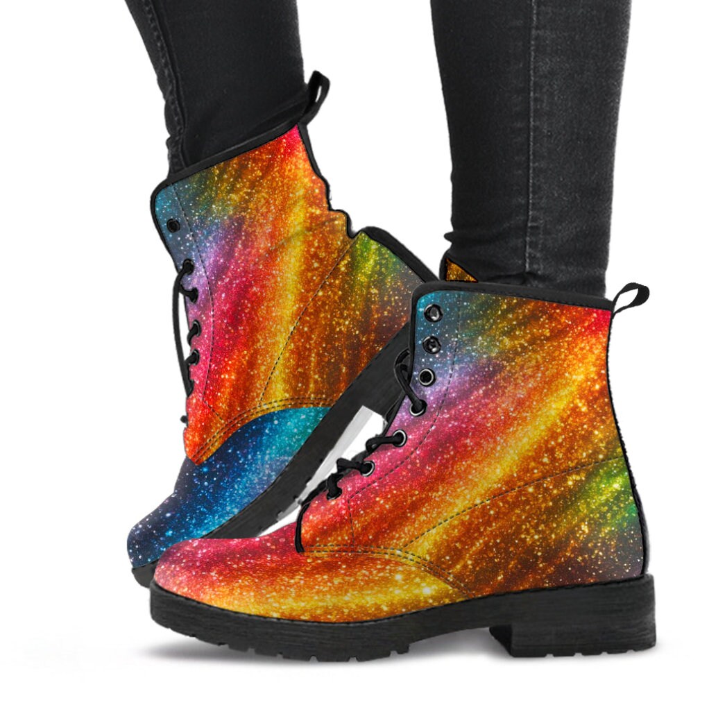 Black glitter combat boots deals