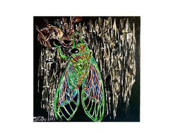 Neon Cicada painting
