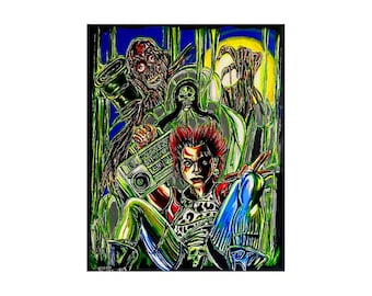 Neon Zombie Graveyard painting