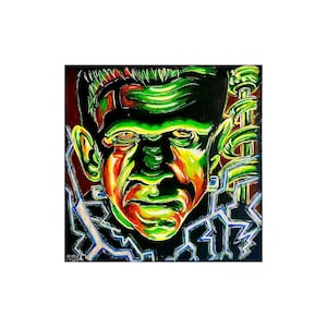 Neon Frankenstein’s Monster painting