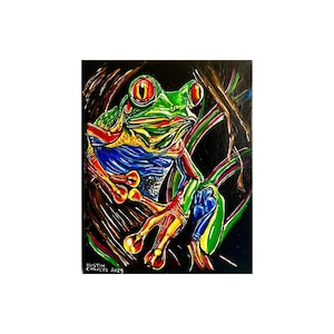 Neon Red Eyed Tree Frog painting