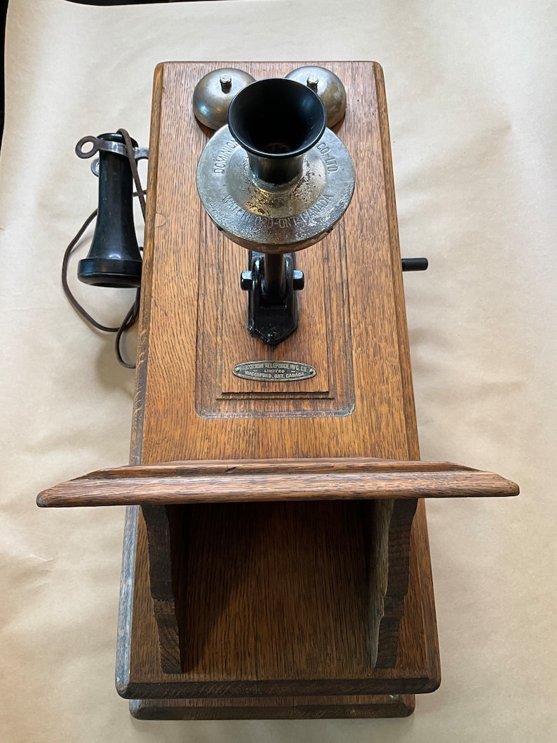 Antique wall crank telephone by Dominion Telephone Company of Waterford,Ontario image 2