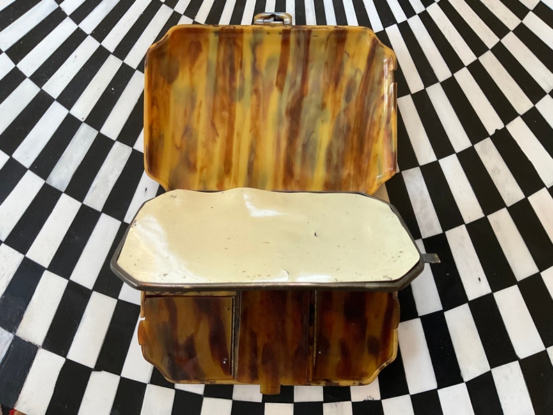 Vintage Art Deco lucite clutch make-uptasje afbeelding 7