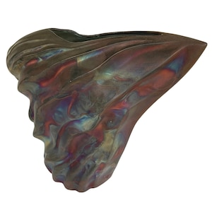 Tony Evans Raku Vase, Large Signed 1980s Studio Pottery Sculpture, Metallic Brutalist Ceramic Art Vase