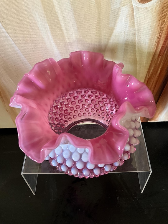 フェントン ホブネイル クランベリーガラス ランプシェー