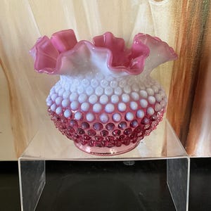 Fenton Hobnail Cranberry Opalescent Glass Lamp Shade