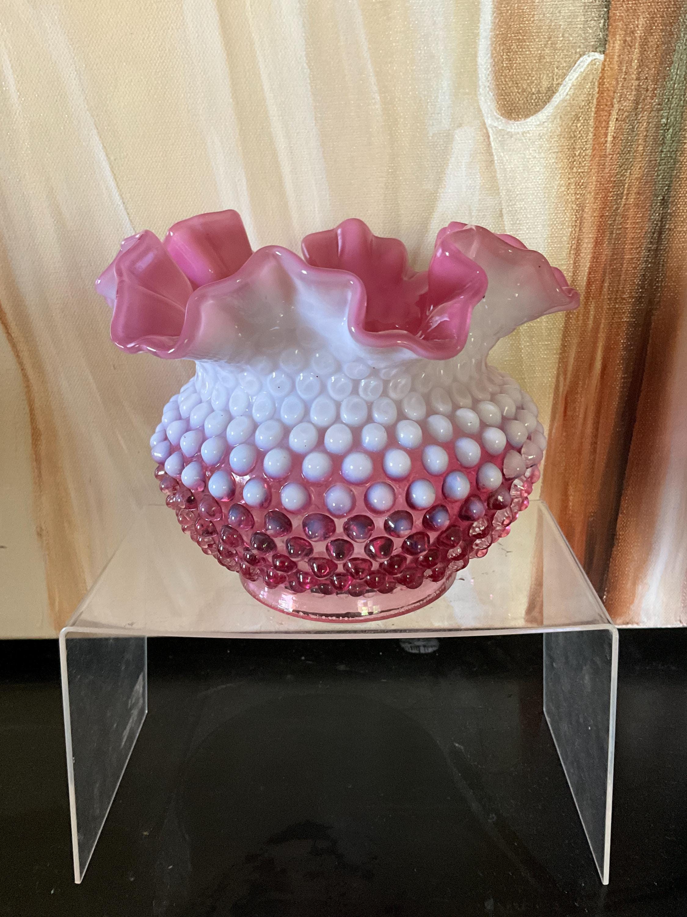 フェントン ホブネイル クランベリー オパールセントガラス ランプ