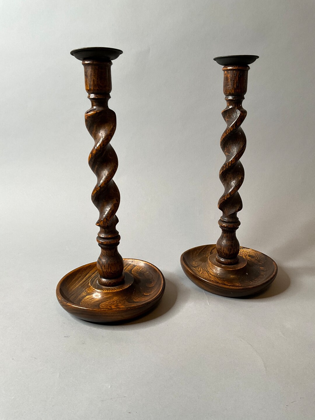 Antique 1800s Barley Twist Candle Holder Pair Etsy