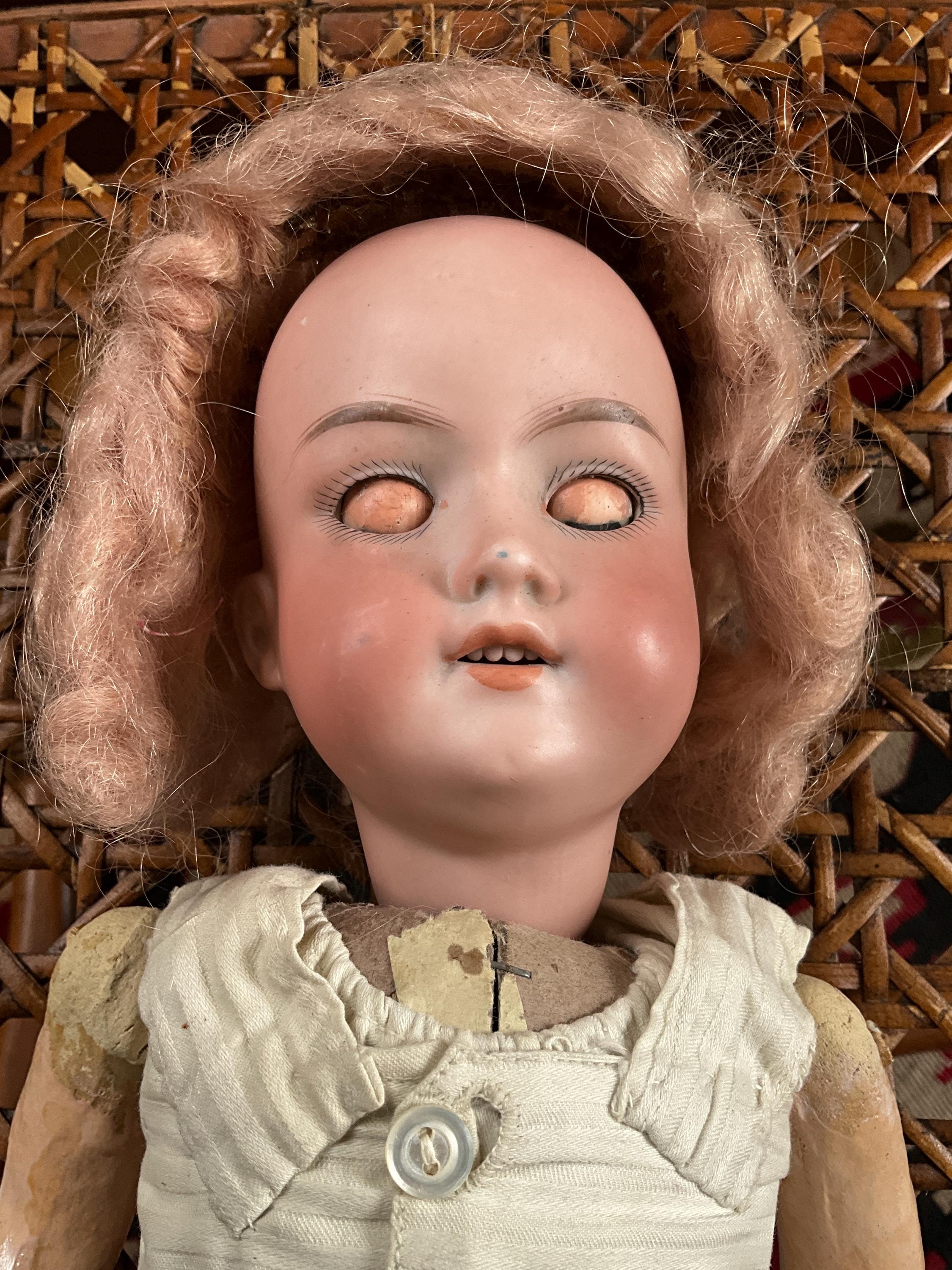Antique Armand Marseille 390 Bisque Head Doll, German Composition