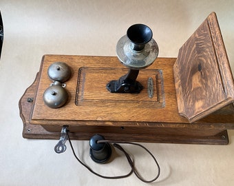 Antique wall crank telephone  by Dominion Telephone Company of Waterford,Ontario