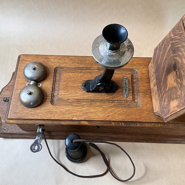 Antique wall crank telephone  by Dominion Telephone Company of Waterford,Ontario