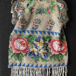 Borsa di perline vittoriana antica