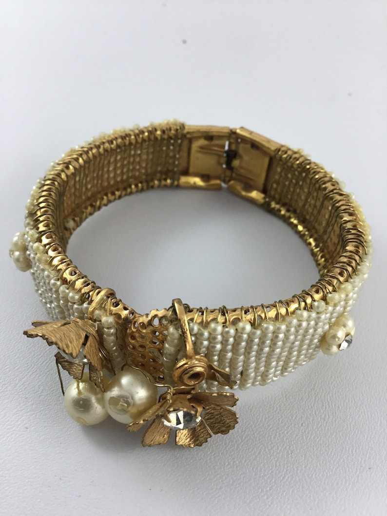 Miriam Haskell not signed vintage bracelet and earrings .