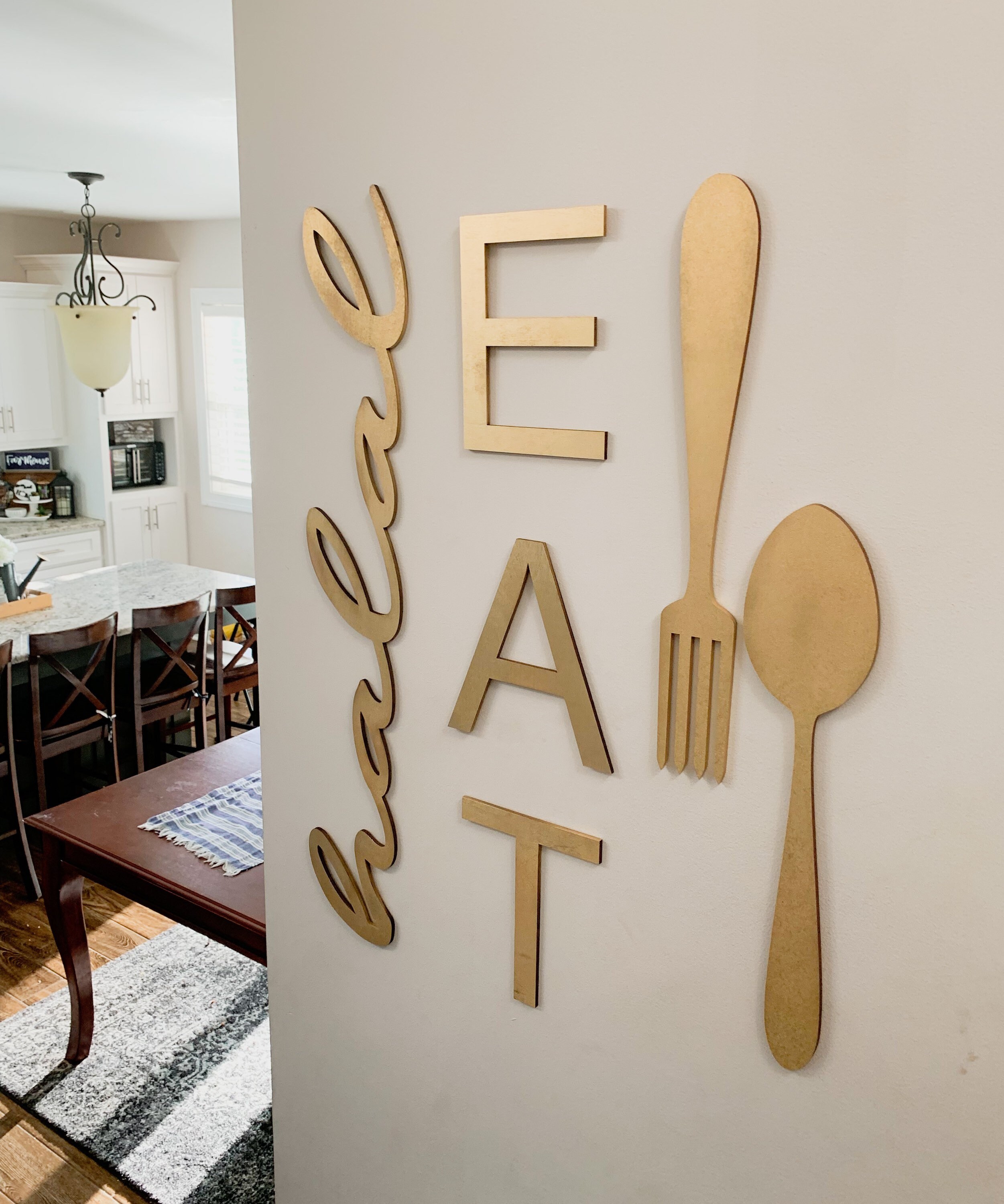 Gold Eat Halal Kitchen Spoon and Fork Vertical Islamic Etsy