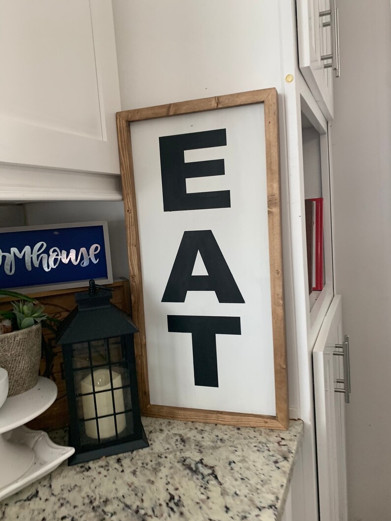 EAT vertical Sign/ Kitchen Decor / BIG Letters/ Reversible Etsy