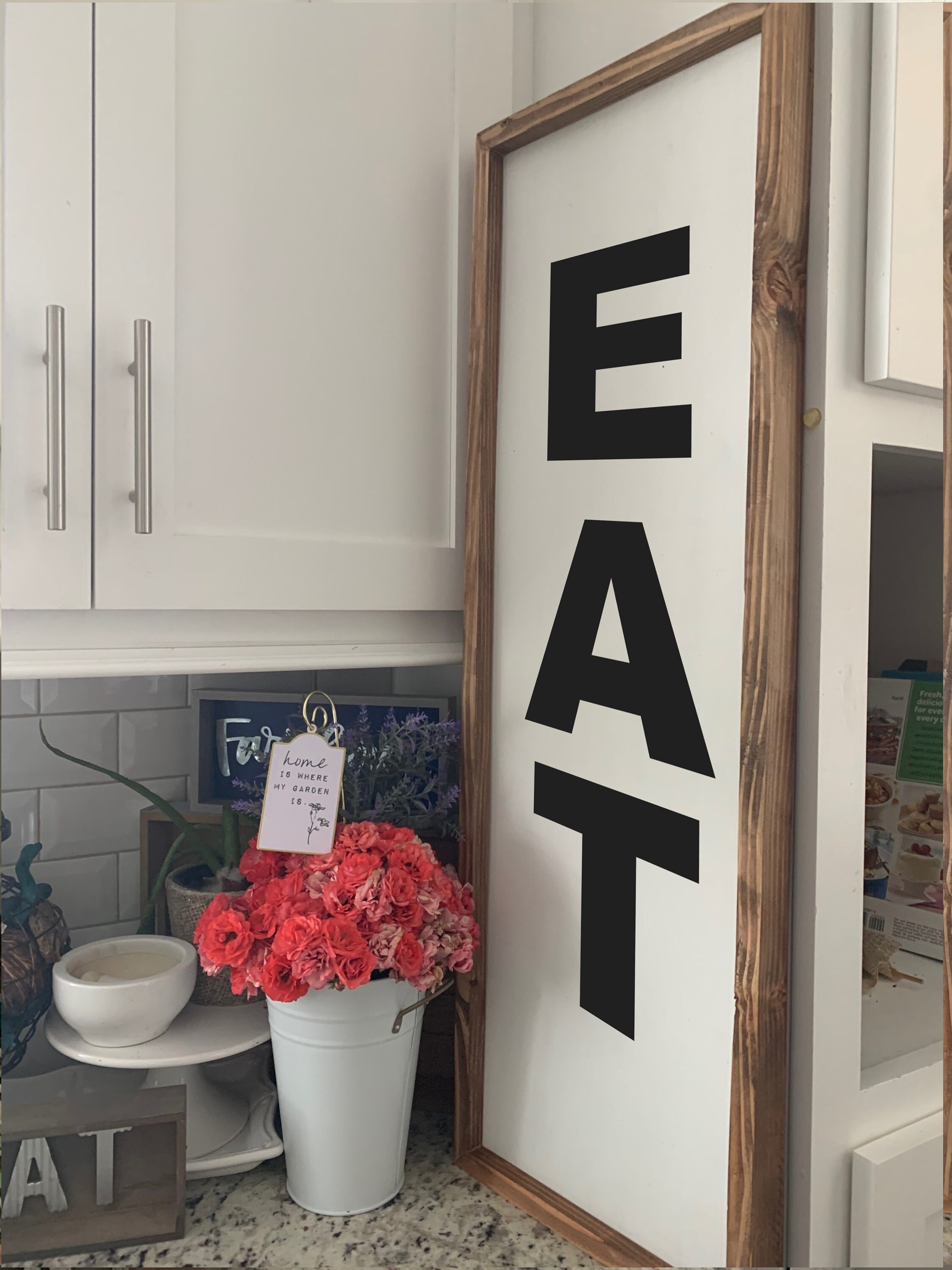 EAT vertical Sign/ Kitchen Decor / BIG Letters/ Reversible Etsy