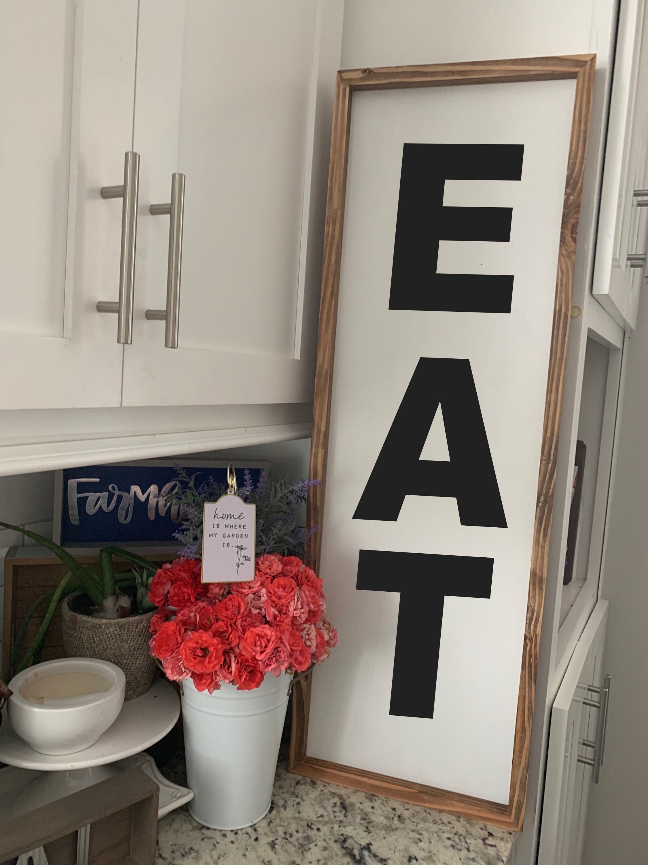 EAT vertical Sign/ Kitchen Decor / BIG Letters/ Reversible Etsy