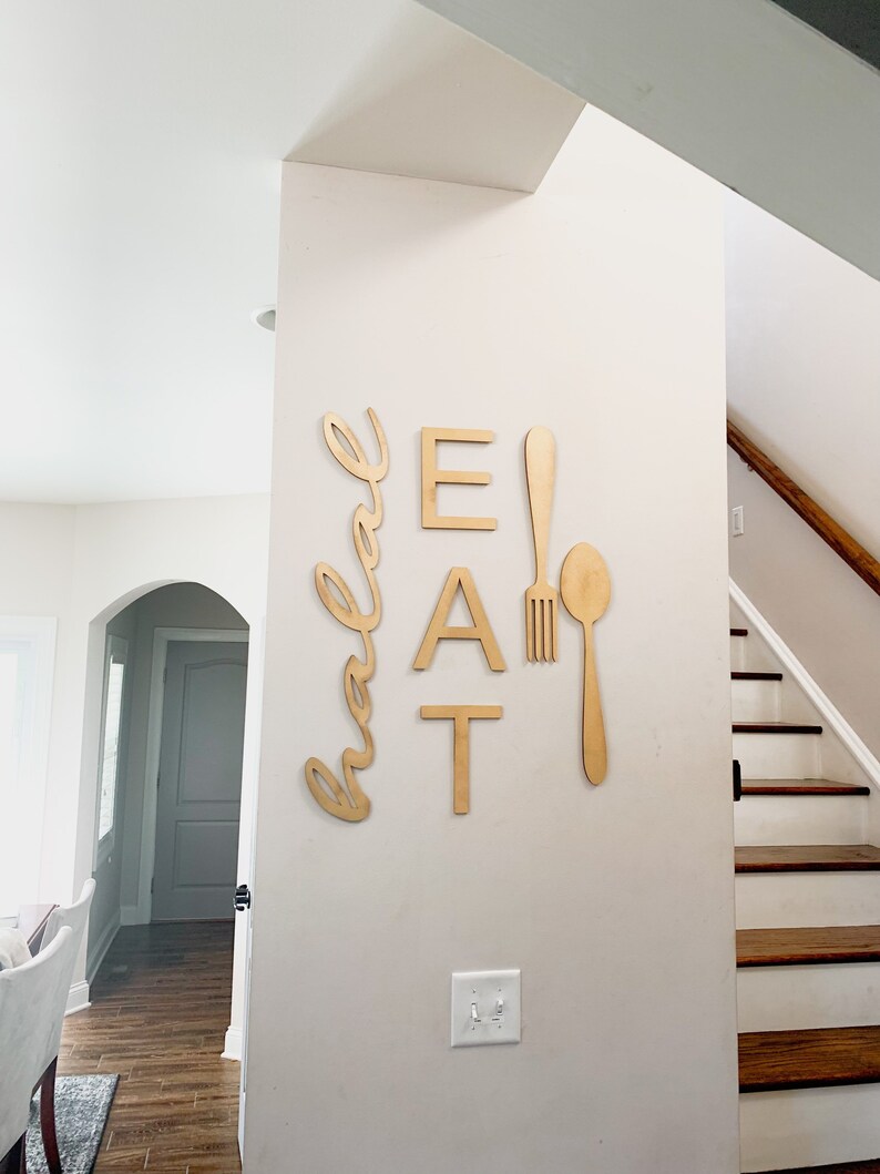 Gold Eat Halal Kitchen Spoon and Fork Vertical Islamic Etsy